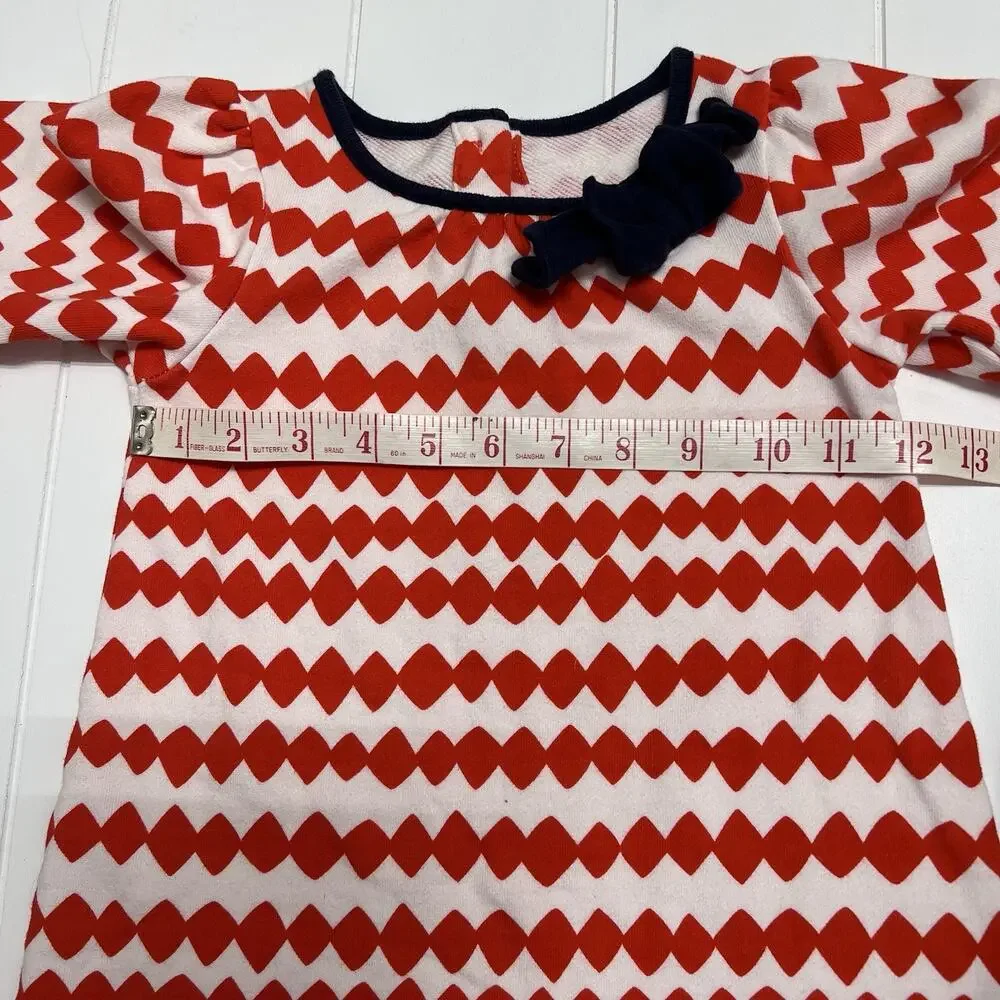 Gymboree Prep Perfect Orange White Diamond Navy French Terry Dress Girls Size 3T